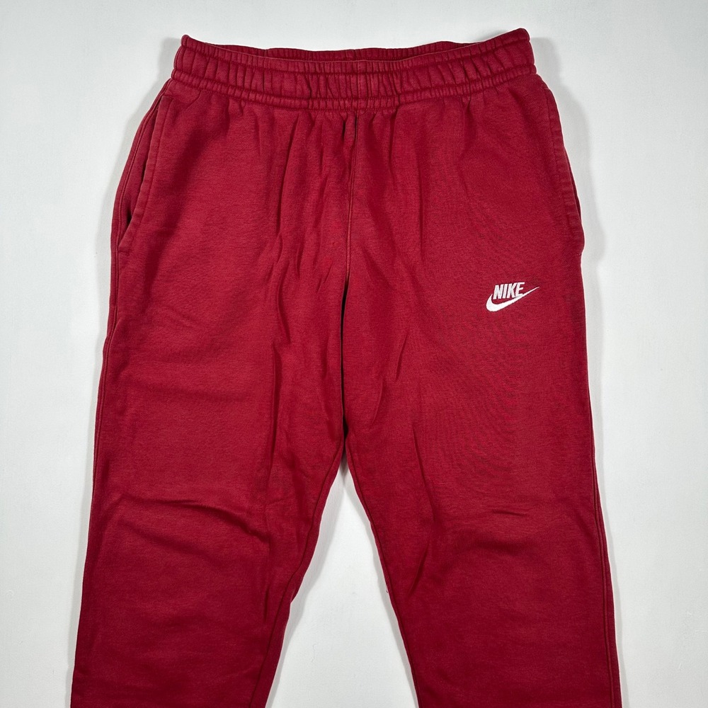 Nike Joggers Mens Small Club Fleece Sweatpants Performance Cotton Blend Red